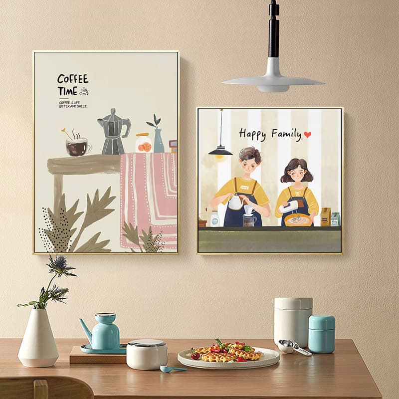 Tranh Canvas khung nhựa trang trí bếp ấm cúng